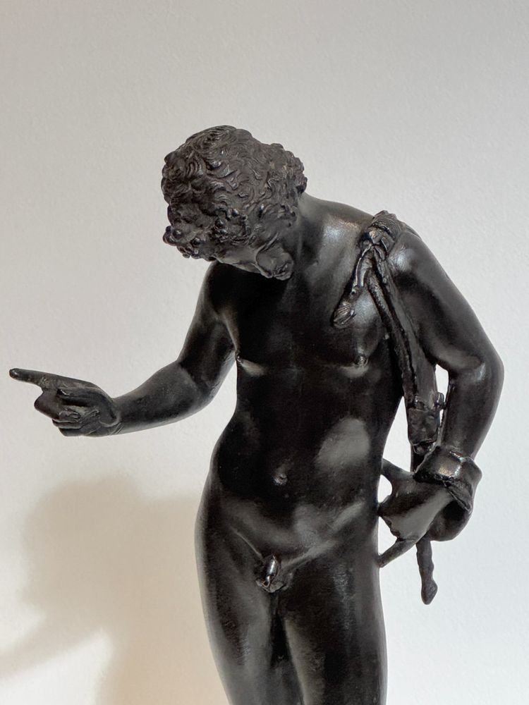 Narciso di Pompei, scultura in bronzo dal "Grand Tour" H 28 cm