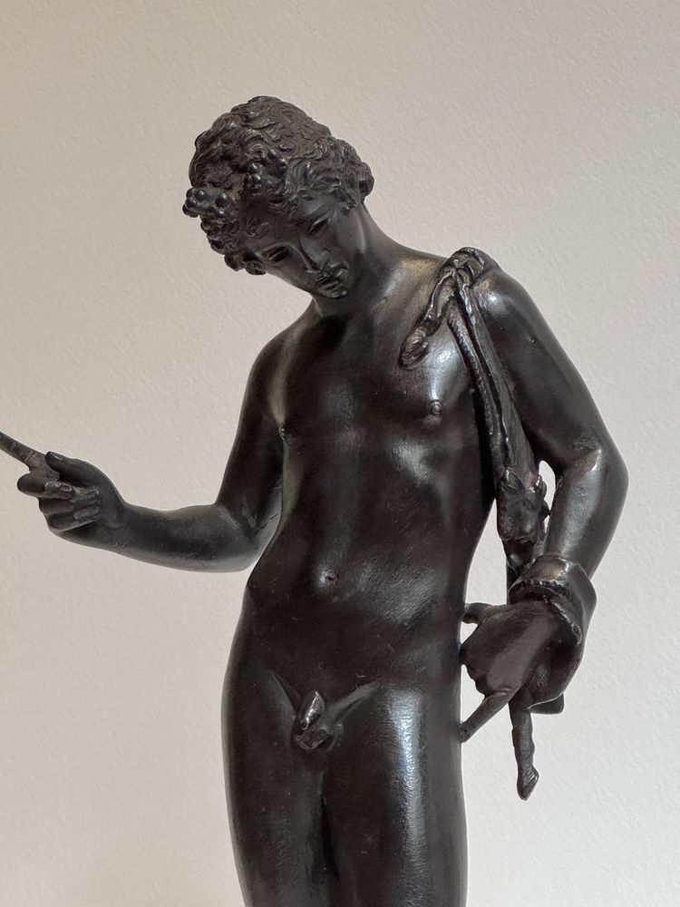 Narciso di Pompei, scultura in bronzo dal "Grand Tour" H 28 cm