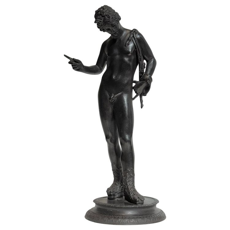 Narciso di Pompei, scultura in bronzo dal "Grand Tour" H 28 cm
