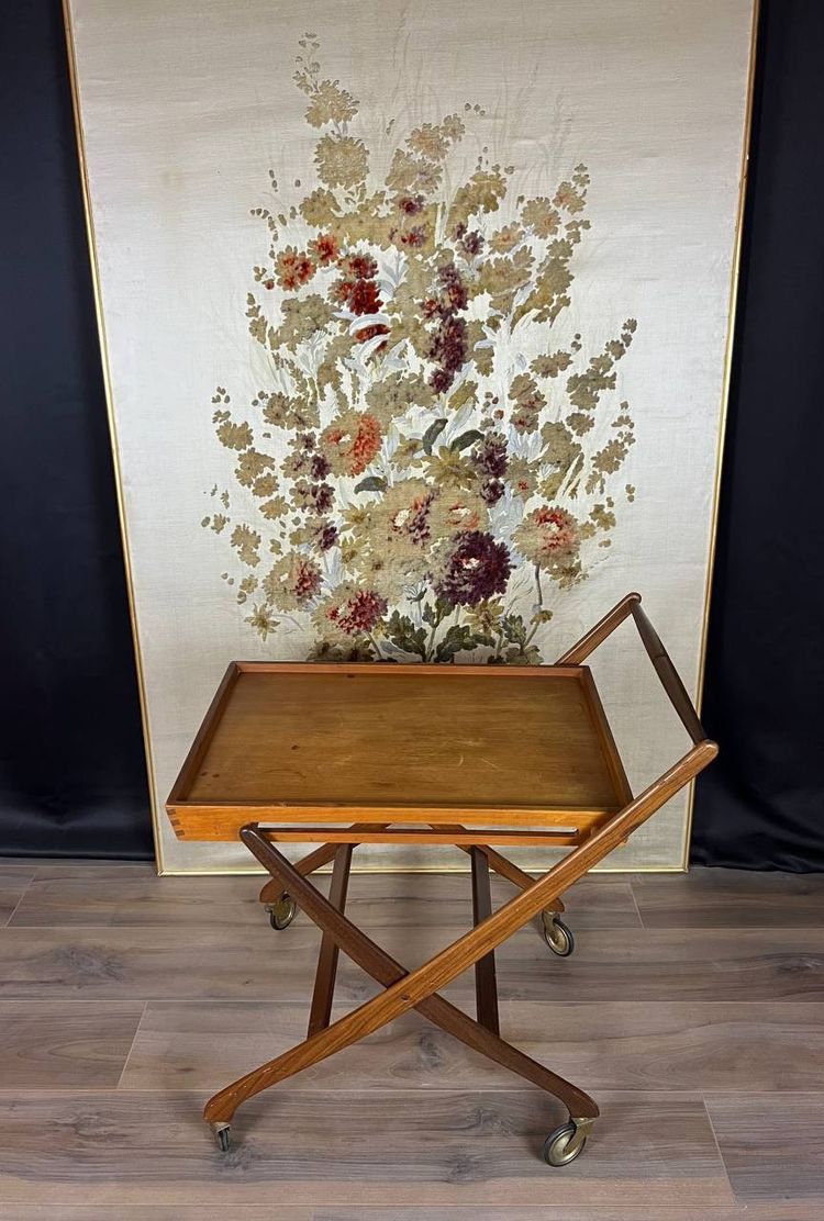 Chariot de service danois vintage en teck – design scandinave des années 60