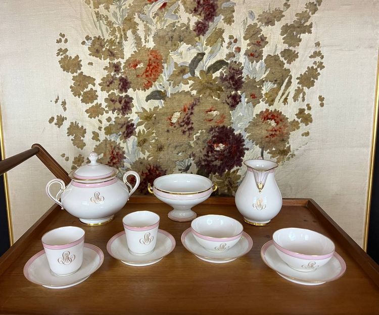Service en porcelaine ancienne – J.P. L. Limoges – vers 1910–1930 – Monogrammé à l’or