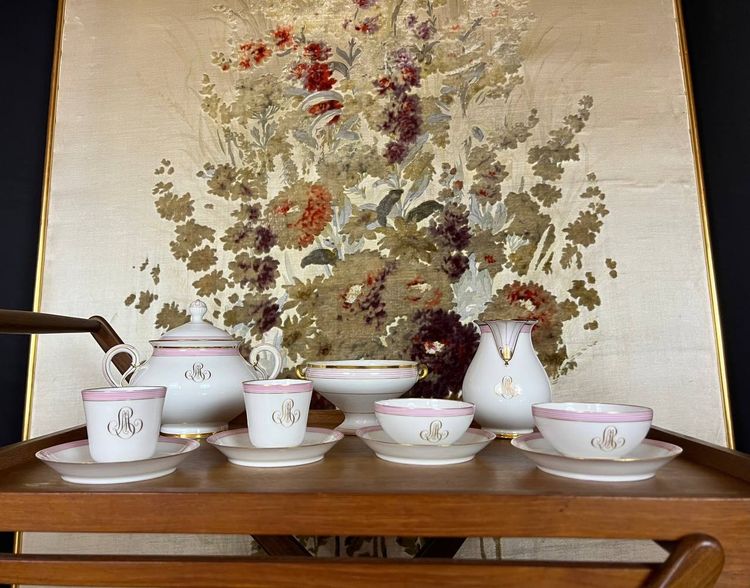 Service en porcelaine ancienne – J.P. L. Limoges – vers 1910–1930 – Monogrammé à l’or