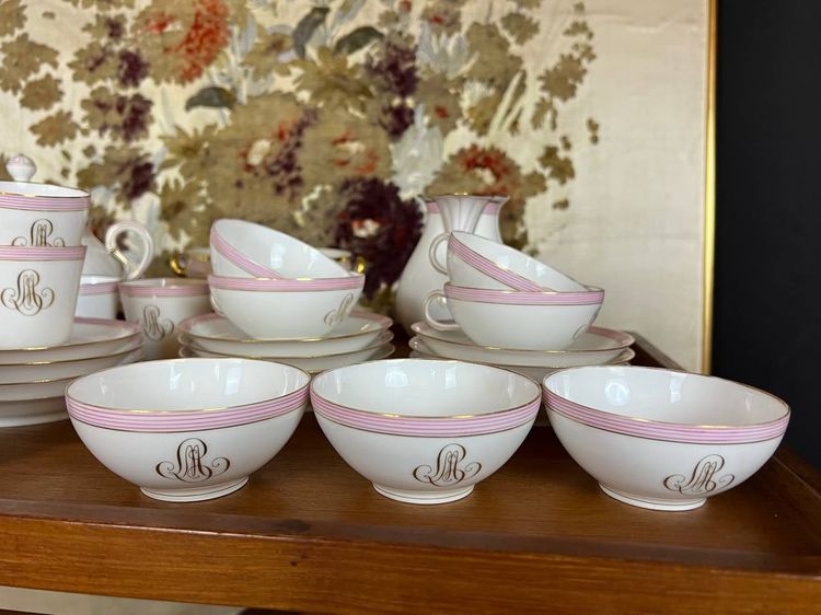 Service en porcelaine ancienne – J.P. L. Limoges – vers 1910–1930 – Monogrammé à l’or