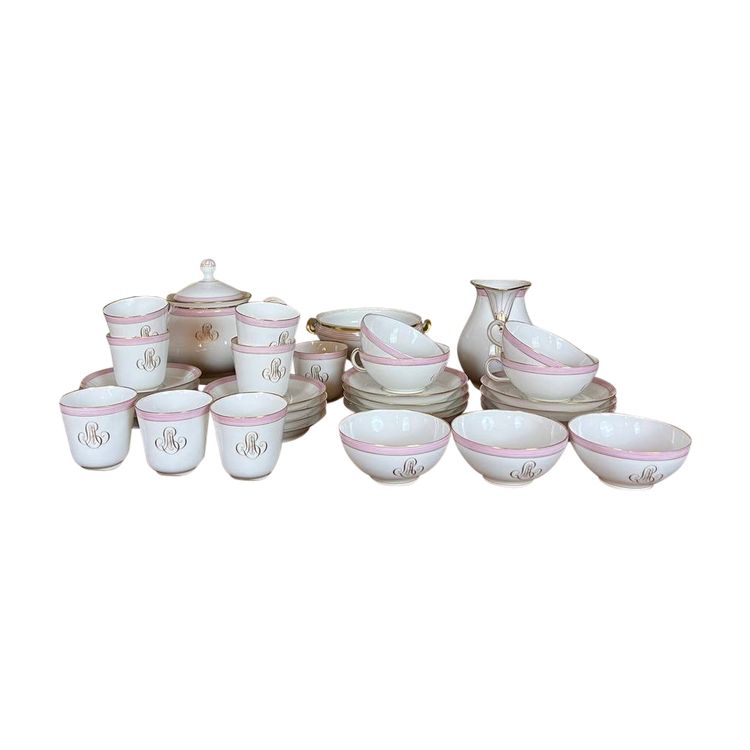 Service en porcelaine ancienne – J.P. L. Limoges – vers 1910–1930 – Monogrammé à l’or