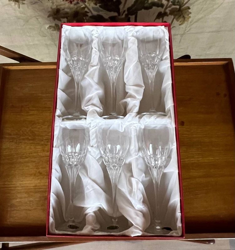 Set di 6 bicchieri da vino in vero cristallo - Cristalleries de Lorraine - taglio a mano - 24% PbO