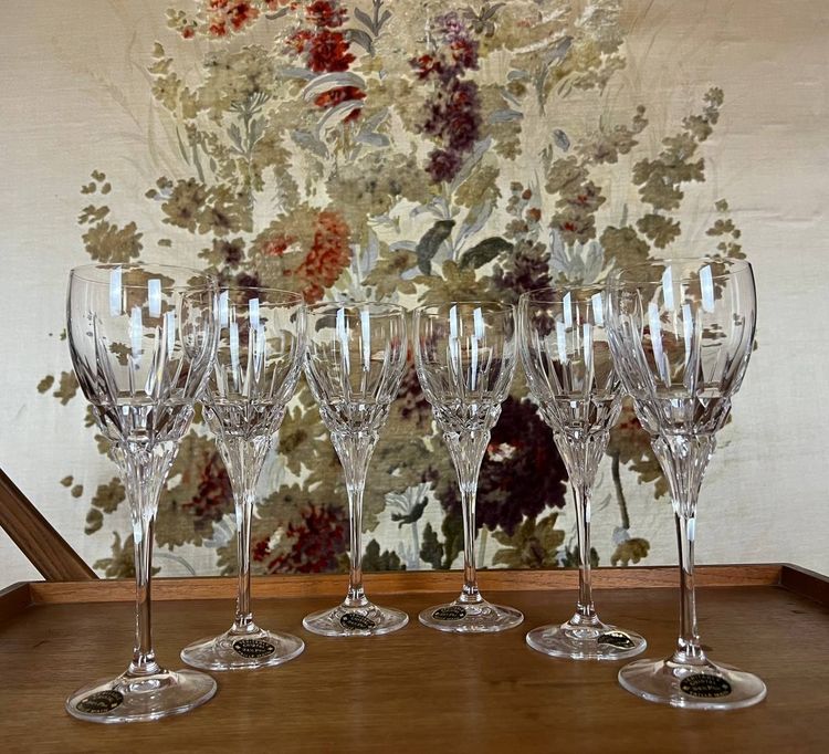 Set di 6 bicchieri da vino in vero cristallo - Cristalleries de Lorraine - taglio a mano - 24% PbO