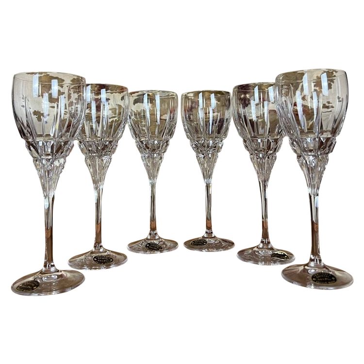 Set di 6 bicchieri da vino in vero cristallo - Cristalleries de Lorraine - taglio a mano - 24% PbO