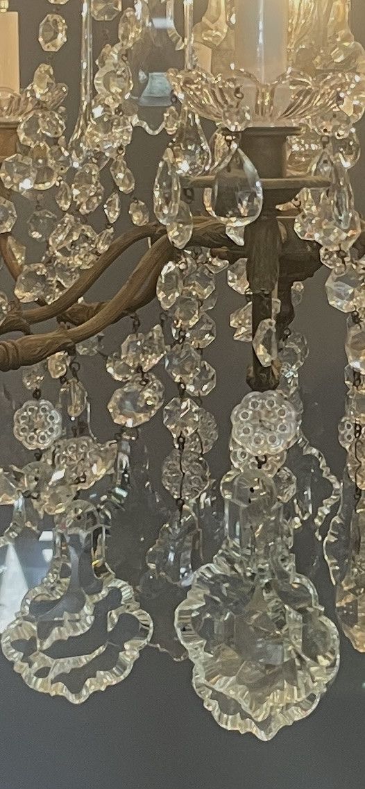 Lampadario a gabbia di cristallo Luigi XV con 8 bracci luminosi