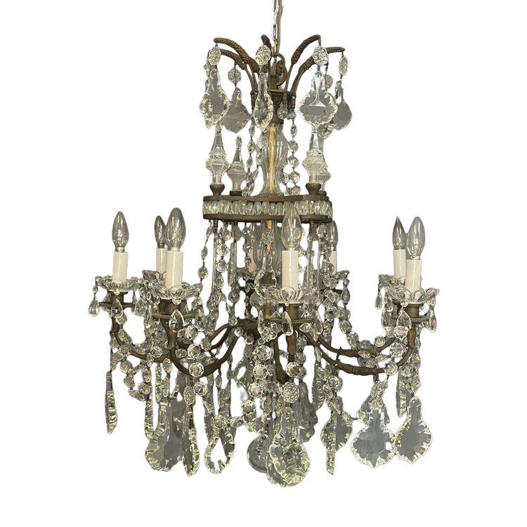 Lampadario a gabbia di cristallo Luigi XV con 8 bracci luminosi