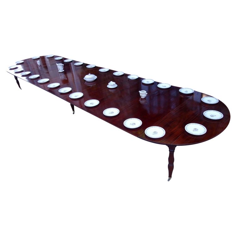 Importante table de banquet Empire en acajou, 6 mètres