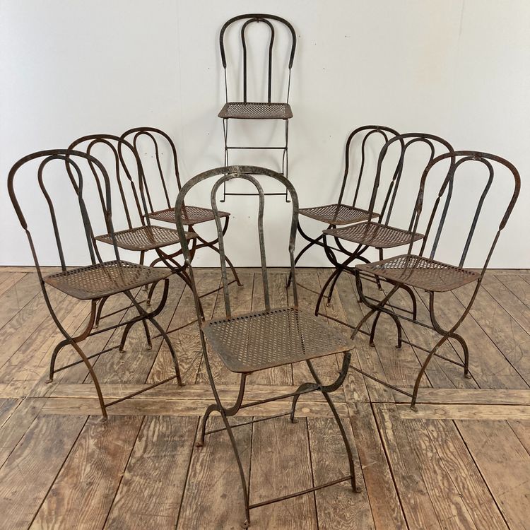 Set of 8 wrought-iron chairs