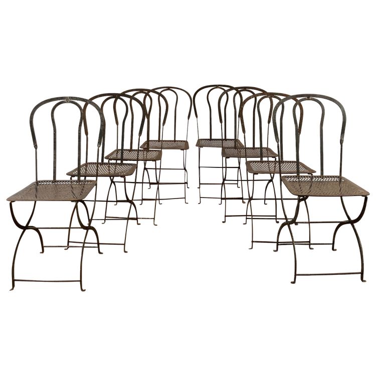 Set of 8 wrought-iron chairs