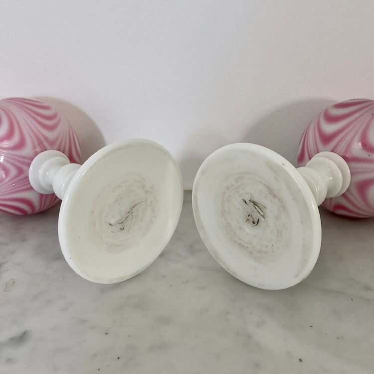 Paire de boules à perruque en opaline
