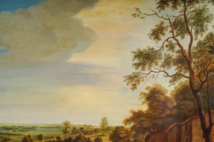 Scuola francese 1680-1700 circa, La Vie à la Campagne, olio su tavola