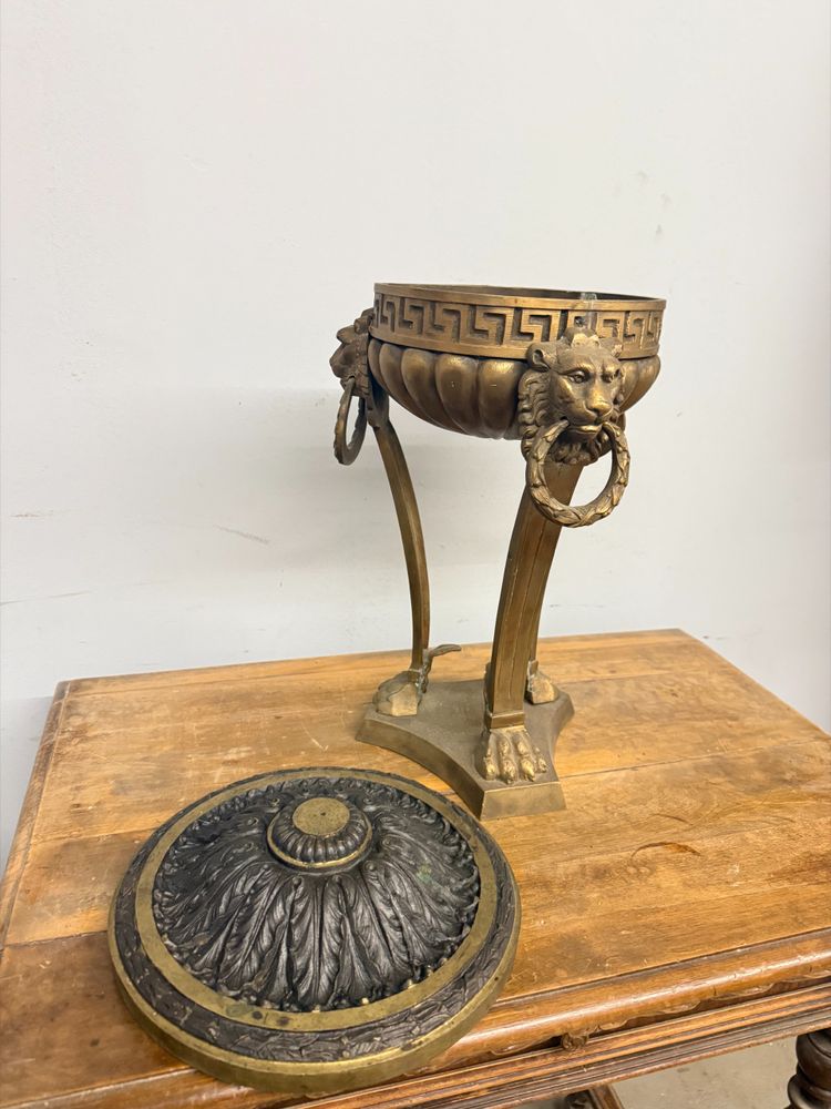 Brûle-parfum en bronze ancien, 19ème siècle, France, 50x30 cm