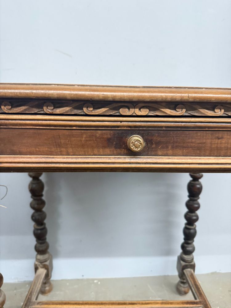Table à écrire ancienne du 19ème siècle, en noyer massif, 75x80x50 cm
