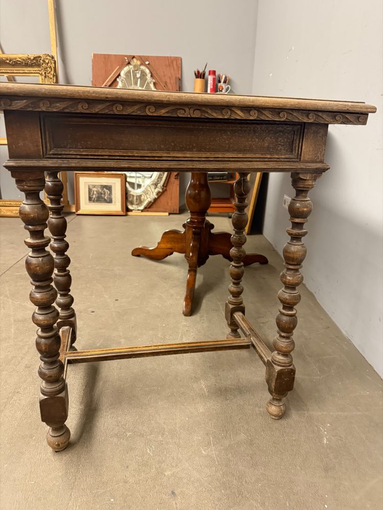 Table à écrire ancienne du 19ème siècle, en noyer massif, 75x80x50 cm
