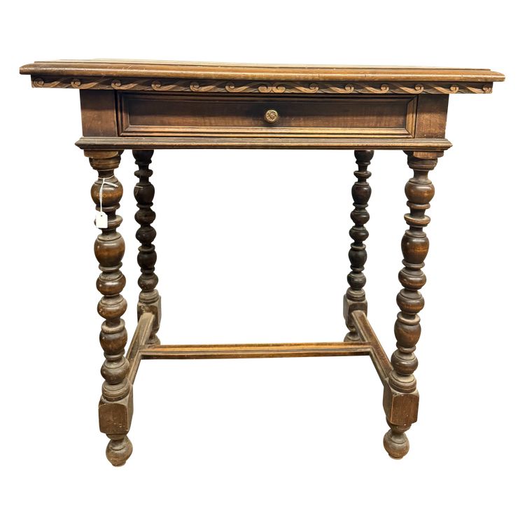 Table à écrire ancienne du 19ème siècle, en noyer massif, 75x80x50 cm
