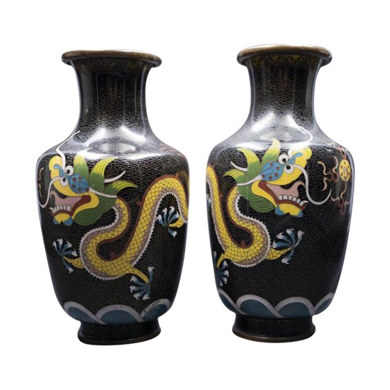 Paire De Vases Cloisonnés Chinois, Fin XIXe / Début XXe
