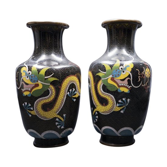 Paar Chinesische Cloisonné-Vasen, Ende 19. / Anfang 20.