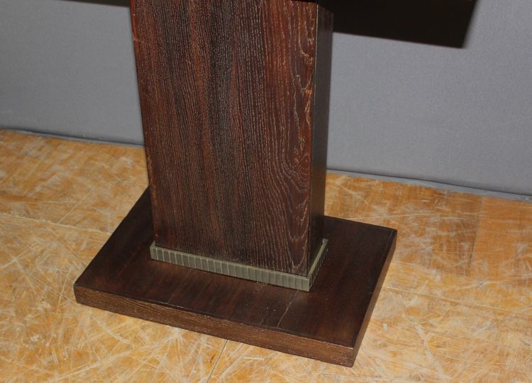 Guéridon Art déco en chêne et bronze nickelé vers 1930