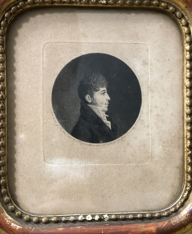 ancien physionotrace portrait de gentilhomme par CHRETIEN, fin XVIIIème