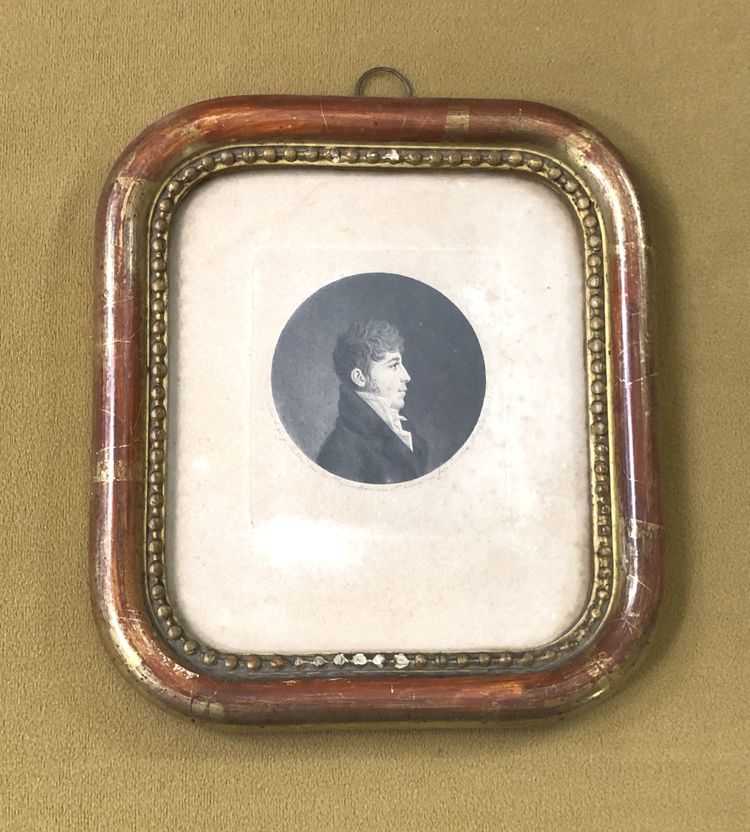 ancien physionotrace portrait de gentilhomme par CHRETIEN, fin XVIIIème