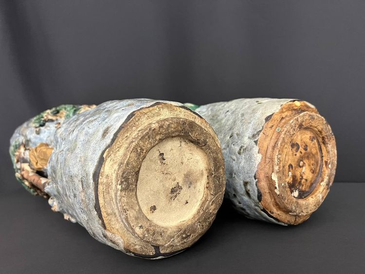Coppia di vasi cinesi in ceramica Shiwan - Fine XIX/inizio XX secolo