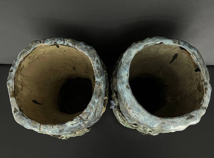 Coppia di vasi cinesi in ceramica Shiwan - Fine XIX/inizio XX secolo
