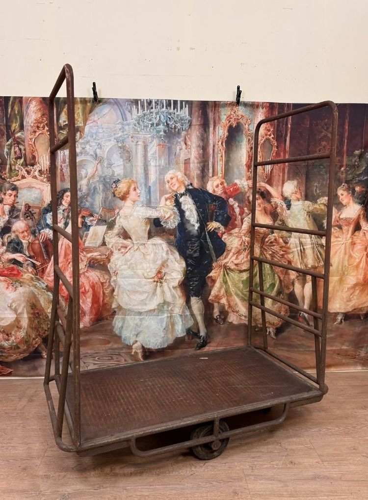 Very large late 19th century railway luggage cart