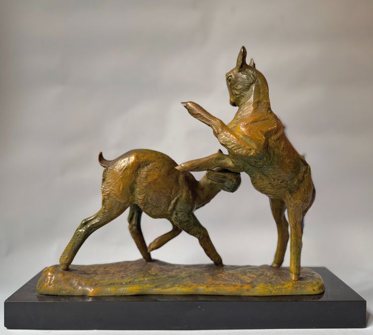 Scultura in bronzo "Combat de Chevreaux" Irénée ROCHARD Art Deco