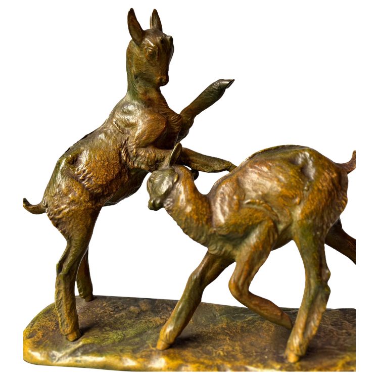 Scultura in bronzo "Combat de Chevreaux" Irénée ROCHARD Art Deco