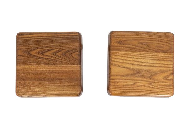 Pierre Chapo. Pair of stools in natural blond elm. Circa 1970. LS6494509P