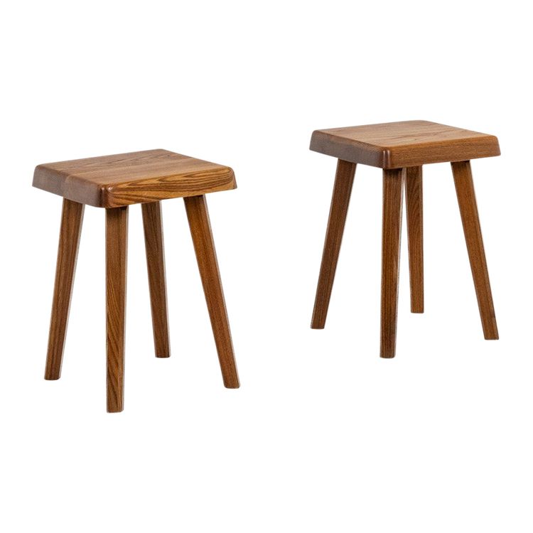 Pierre Chapo. Pair of stools in natural blond elm. Circa 1970. LS6494509P
