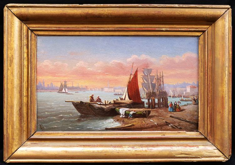 19th century FRENCH school, Lively view of an Italian or oriental port (Constantinople?)