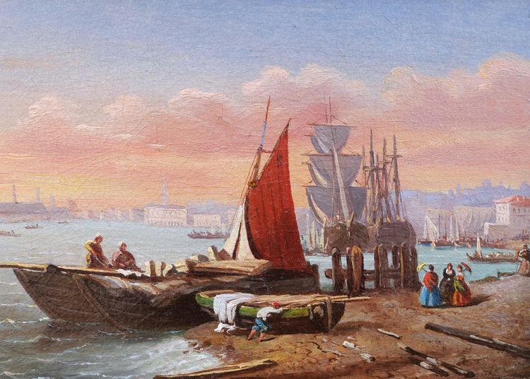 19th century FRENCH school, Lively view of an Italian or oriental port (Constantinople?)