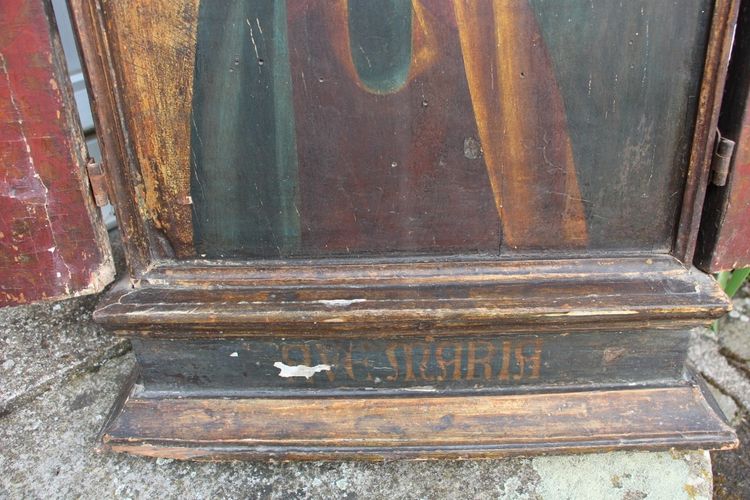 Großes Triptychon Gemalte Tafel Mit Der Madonna XVIII Italienisch