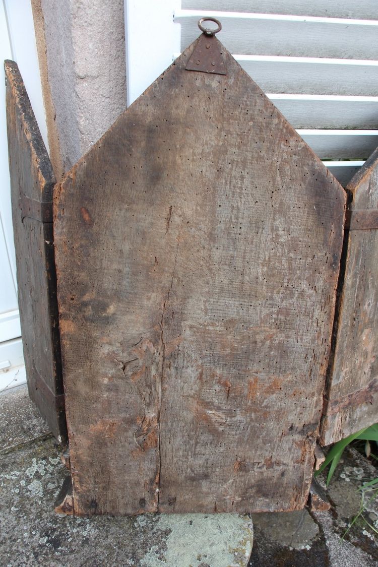 Großes Triptychon Gemalte Tafel Mit Der Madonna XVIII Italienisch
