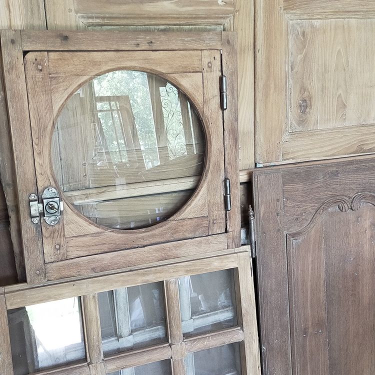 Oeil De Boeuf En Chêne Imposte Porte Ancienne Boiserie