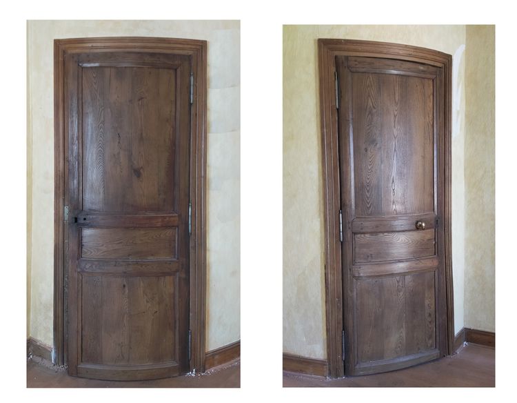 Two antique oak cornerboards curved cupboard doors