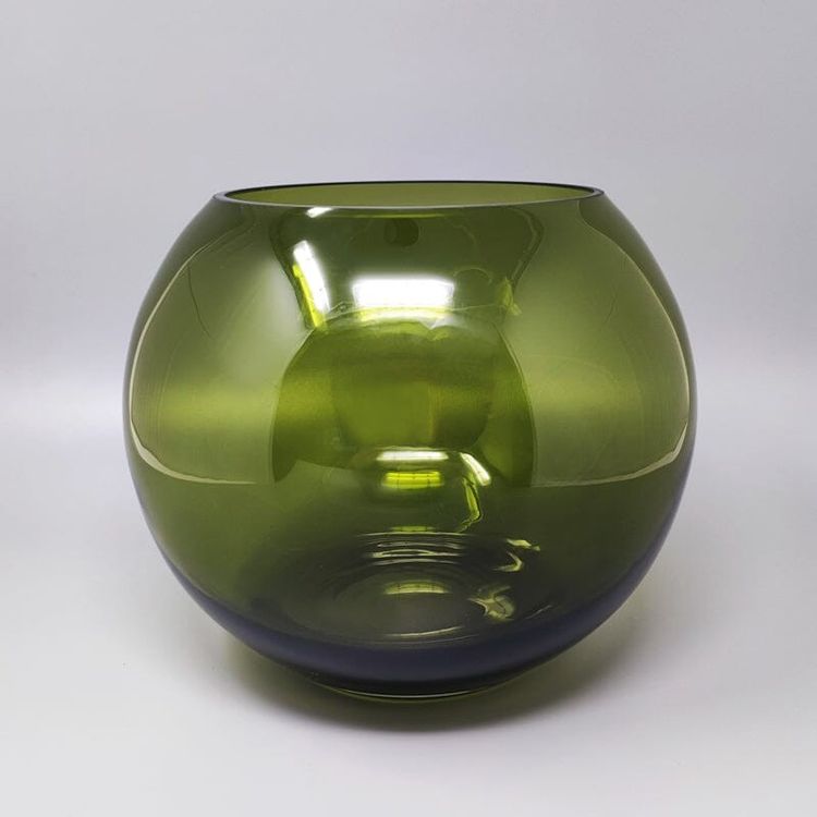 1960 Splendido vaso verde di Flavio Poli. Prodotto in Italia
