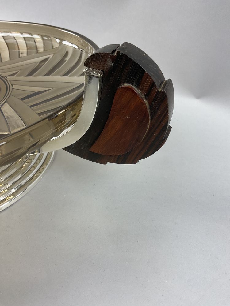 Coupe sur pied verre et metal argenté style art deco 