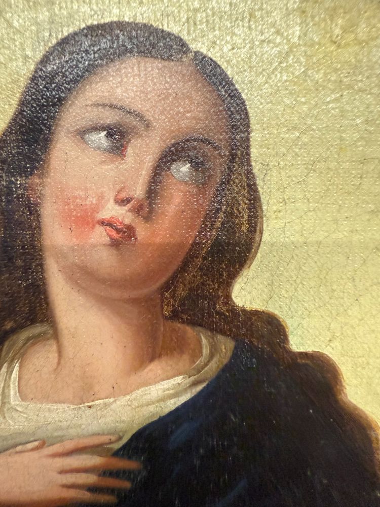 Peinture à l'huile ancienne Immaculée conception, 104x59 cm, Ecole italienne du 19e siècle