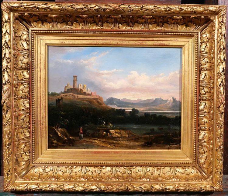 Louis-A. Lapito (att. à) 1803-1874 Italie, paysage aux ruines, tableau, 1830-40, romantisme