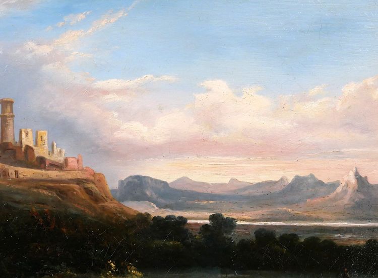 Louis-A. Lapito (att. à) 1803-1874 Italie, paysage aux ruines, tableau, 1830-40, romantisme