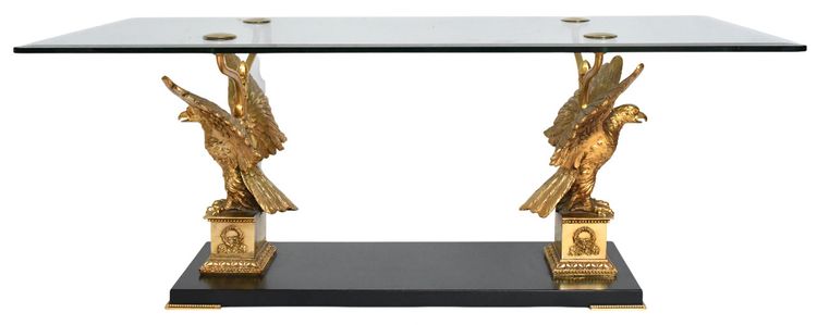 Gilded brass and bronze coffee table with eagles