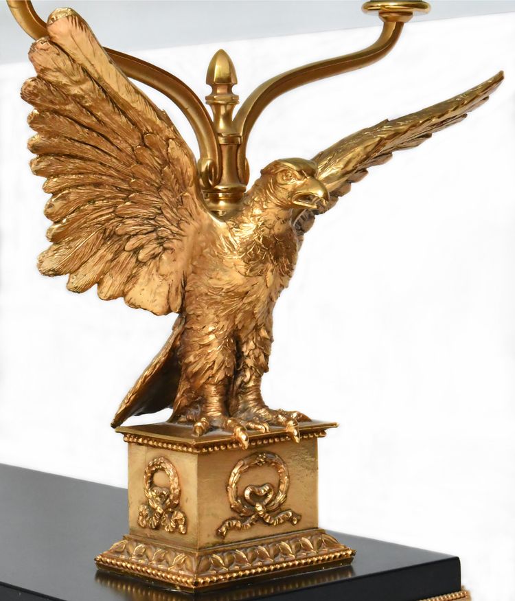 Gilded brass and bronze coffee table with eagles