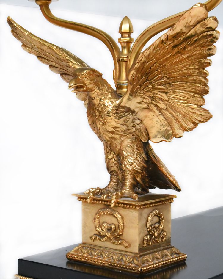 Gilded brass and bronze coffee table with eagles