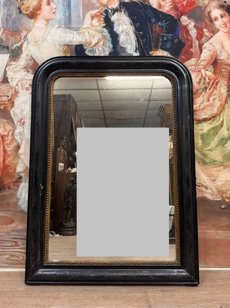 miroir époque Napoléon III en bois laqué circa 1880
