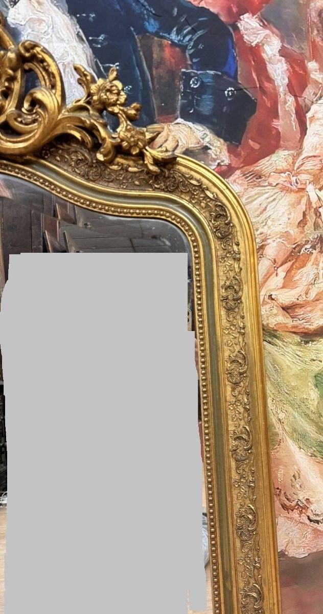 grand miroir époque Napoléon III en bois doré circa 1880 